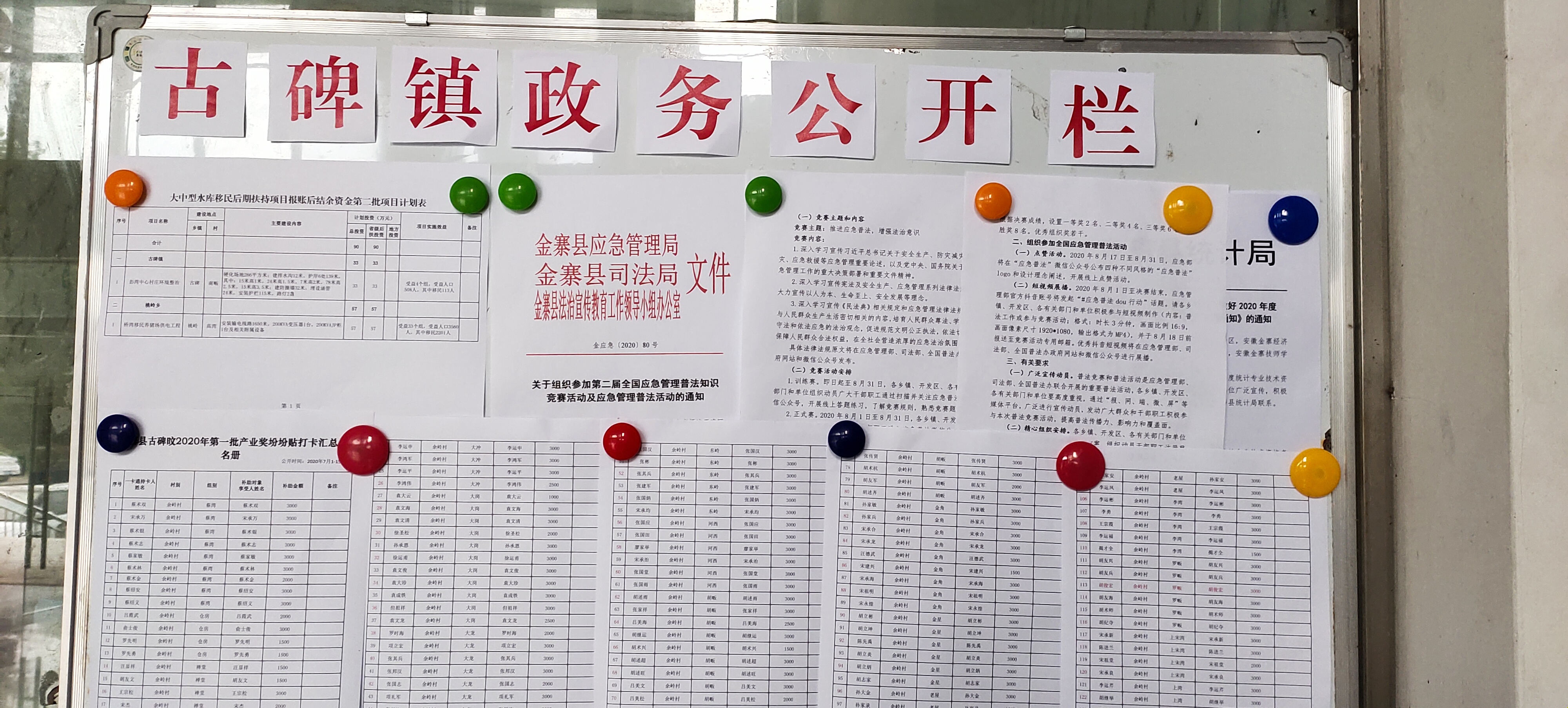 金寨县古碑镇 政府信息公开查阅点建设 公告栏查阅