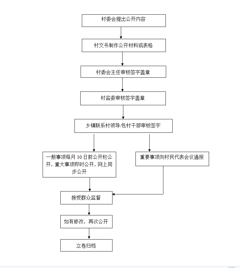 金寨县白塔畈镇村务公开运行流程图