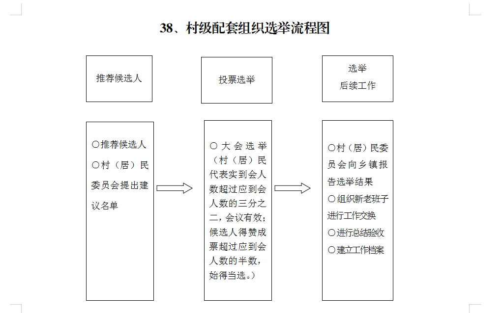 金寨县铁冲乡村级配套组织选举流程图